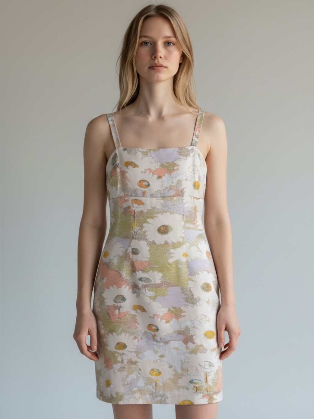Urban Outfitters Satin Floral Abstract Mini  Dress
